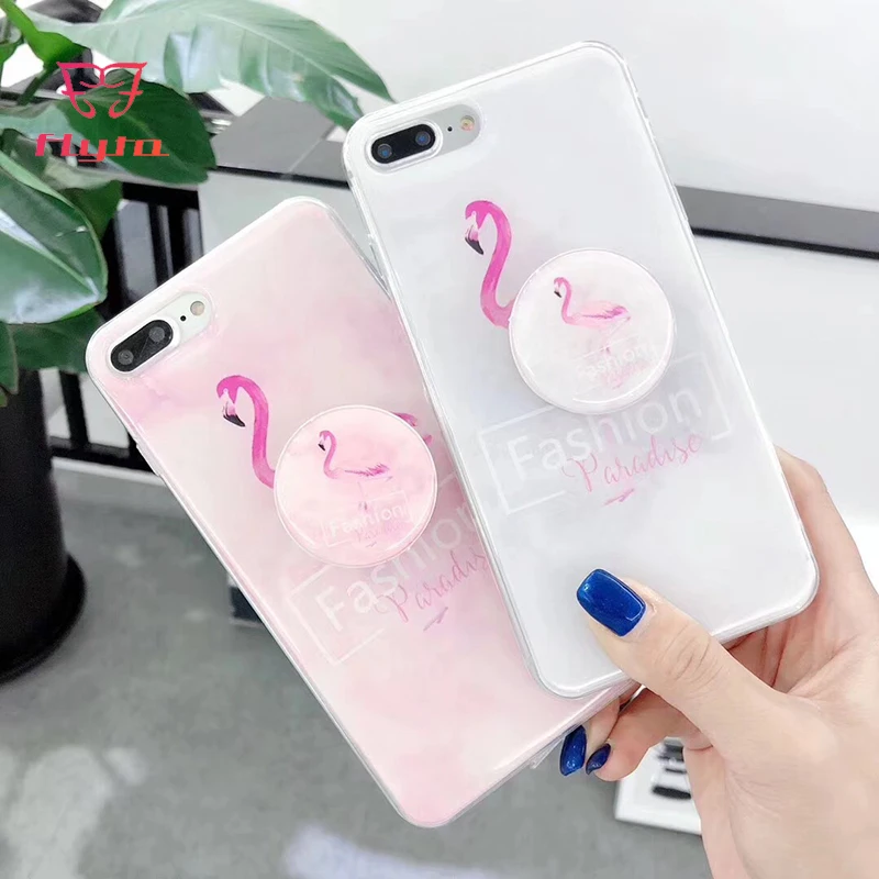 

FlyTo Case for IPhone 7 8 Plus Flamingo Phone Shell Phone Bag Case for IPhone 6 6S X Plus Phone Pouch for IPhone XR XS MAX Coque