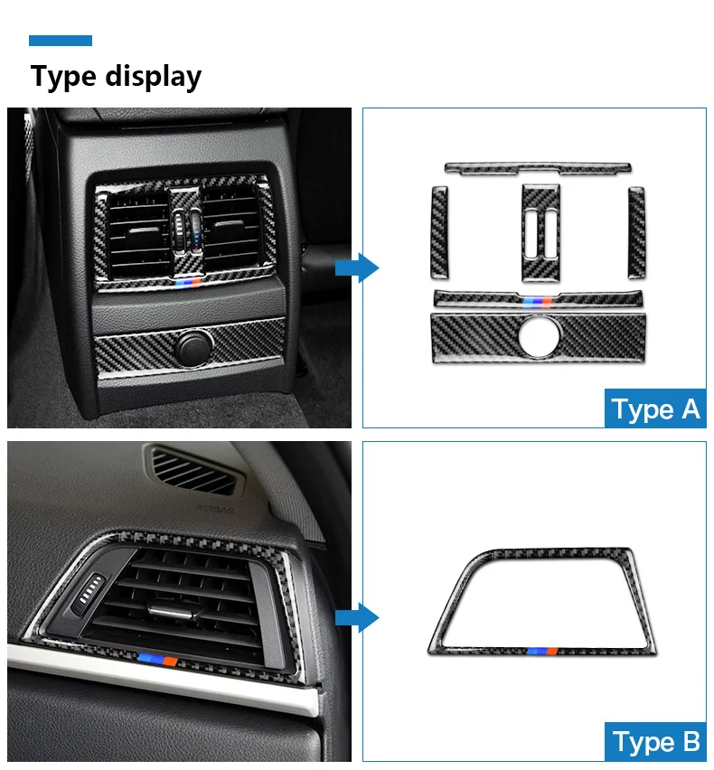 Carbon Fiber Car Center Console Air Outlet Frame Air Conditioning Vent Trim Sticker Styling for BMW F30 F34 Accessories (2)