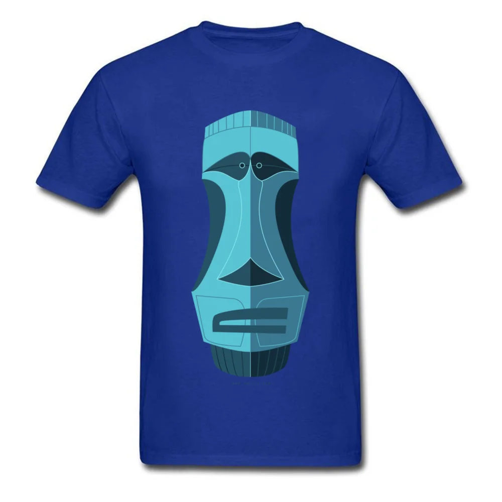 Blue Tiki Casual T Shirt for Male 100% Cotton ostern Day Tops T Shirt Family Clothing Shirt Short Sleeve High Quality O Neck Blue Tiki blue