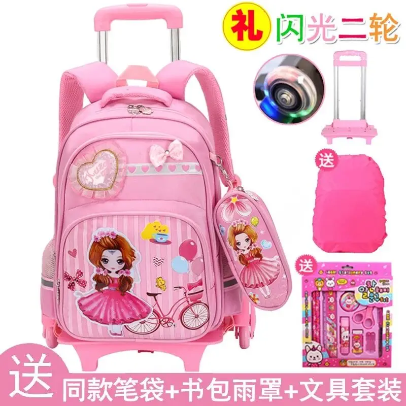 Новая детская дорожная сумка на колесиках с мультяшным рисунком, сумка на колесиках, сумка на колесиках для студентов, милые чемоданы для девочек, розовая Компактная сумка для поездки - Цвет: Ordinary 2 rounds