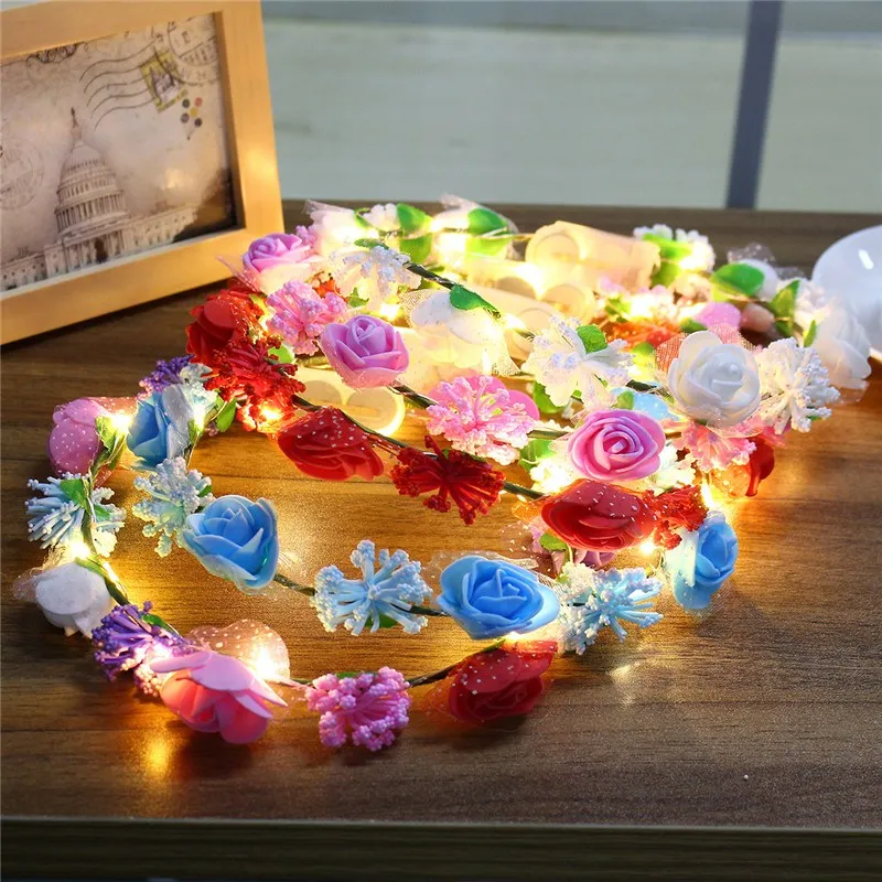 Glowing Wreaths Flower Hairband Crown LED Holiday Light LED Wedding Party Christmas Garland String Light Decoration Glowing Wreaths Flower Hairband Crown LED Holiday Light LED Wedding Party Christmas Garland String Light Decoration