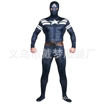 

(LP7051) Unisex Adult Full Body Captain America 2 Lycra Spandex Superhero Spiderman Zentai Suits Halloween Party Costume