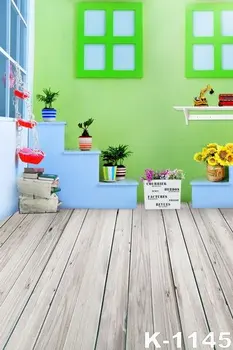 

Floor Wooden Backgrounds Support Stand 5x7ft Painted Photography Backdrops For Babies/Kids/Children Potted Decor foto studio