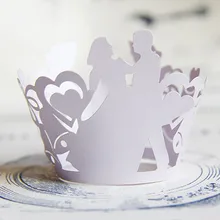 Светло-фиолетовая Невеста и жених Свадебные обертки для украшения кексов бумажные кексы чашки торт вечерние бумага для выпечки