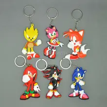 EMS 200/lot хвосты Knuckles тень Эми Роза брелок Металлический рисунках кольцо для ключей Подвески