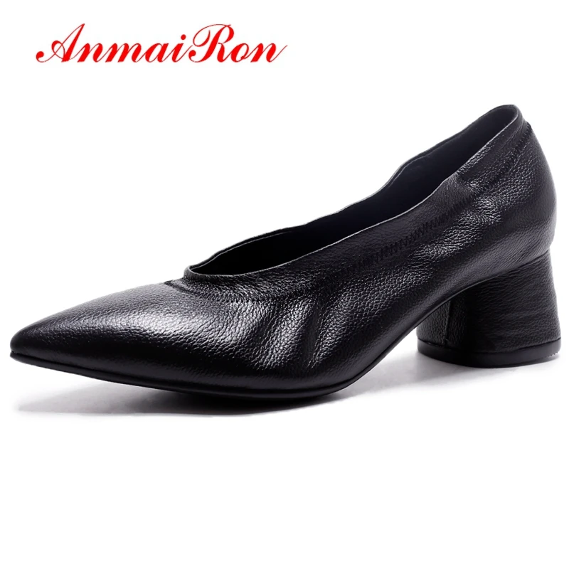 ANMAIRON Genuine Leather Pointed Toe Women Shoes High Heel Zapatos Mujer Tacon Women Pumps Size 34-40 LY359 ANMAIRON Genuine Leather Pointed Toe Women Shoes High Heel Zapatos Mujer Tacon Women Pumps Size 34-40 LY359