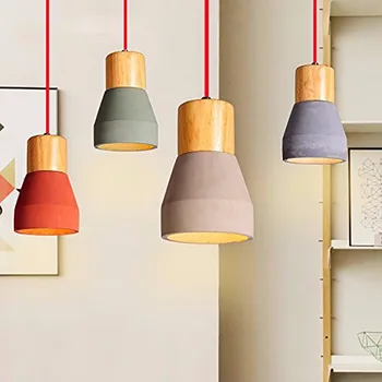 

Loft Nordic Style Wood Cement Pendant Lamp Modern Lights led E27 Cord Lamp For Restaurant Cafe Bedroom Art Deco Lamps Droplight