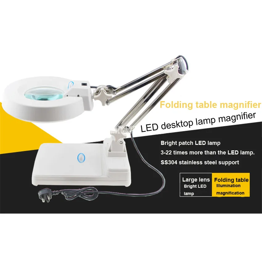LED desktop magnifier lamp with lamp folding electronic magnifier 20