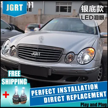 

Car Styling Headlight assembly 2003-2009 for Benz W211 DoubleU Angel Eye LED DRL Lens Double Beam H7 with hid kit 2 pcs.