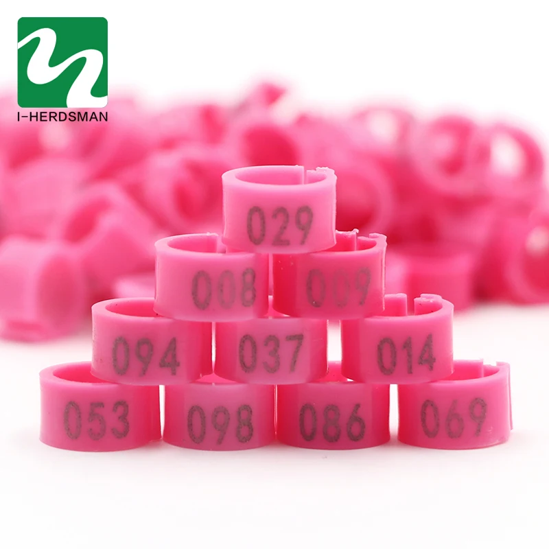 2 Set Of 1-100 Numbered 10mm Poultry Bird Pigeon Duck Chicken Clip Leg Color Foot Rings Pet Management Logo Identification Tool - Цвет: Pink