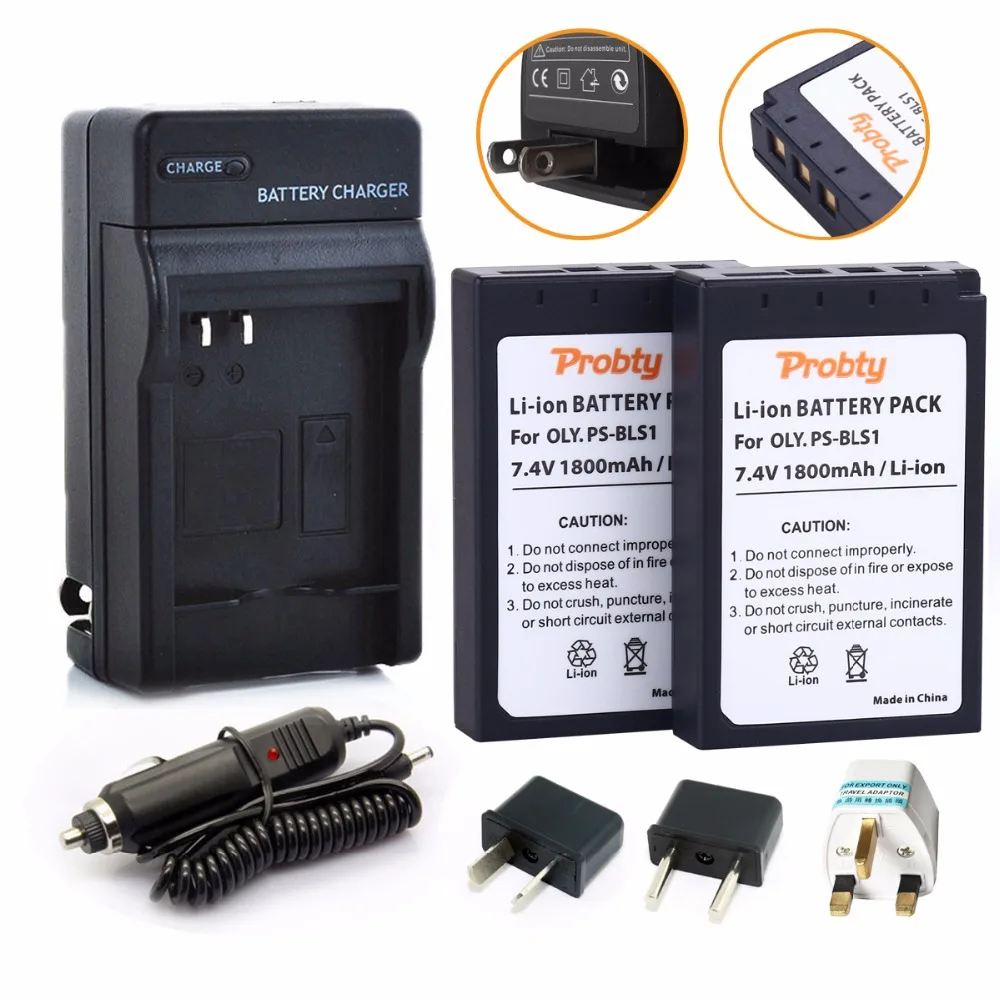 2Pcs Probty Ps-Bls1 Ps Bls1 Psbls1 Batteria + Caricabatteria Per Olympus Pen E-Pl1 E-Pm1 Ep3 Epl3 Evolt E-420 E-620 E-450 E-400 E-410
