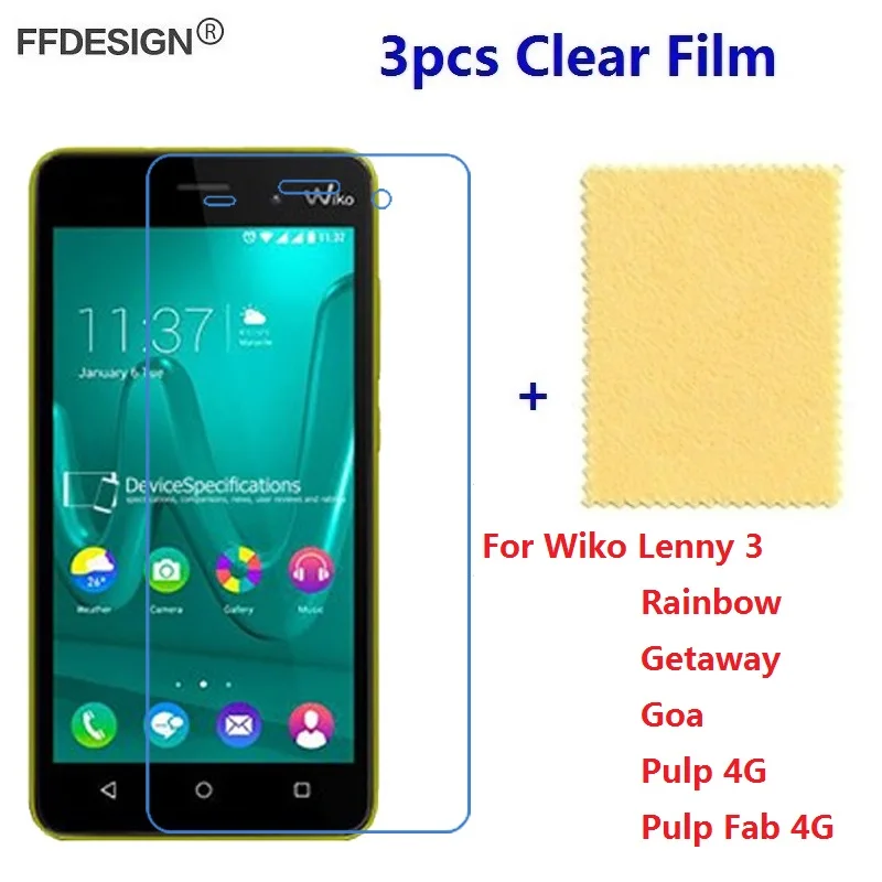

3pcs Clear LCD Screen Protector For Wiko Lenny 3 Rainbow Getaway Pulp Fab 4G GOA Protective Film Protection Foil Cover Saver