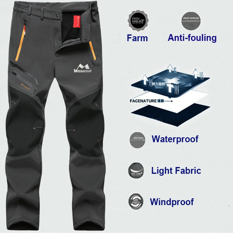 MAZEROUT hombre invierno impermeable pesca esquí cálido Softshell polar senderismo al aire libre senderismo Camping chaqueta conjunto pantalones 5XL escalada - 5