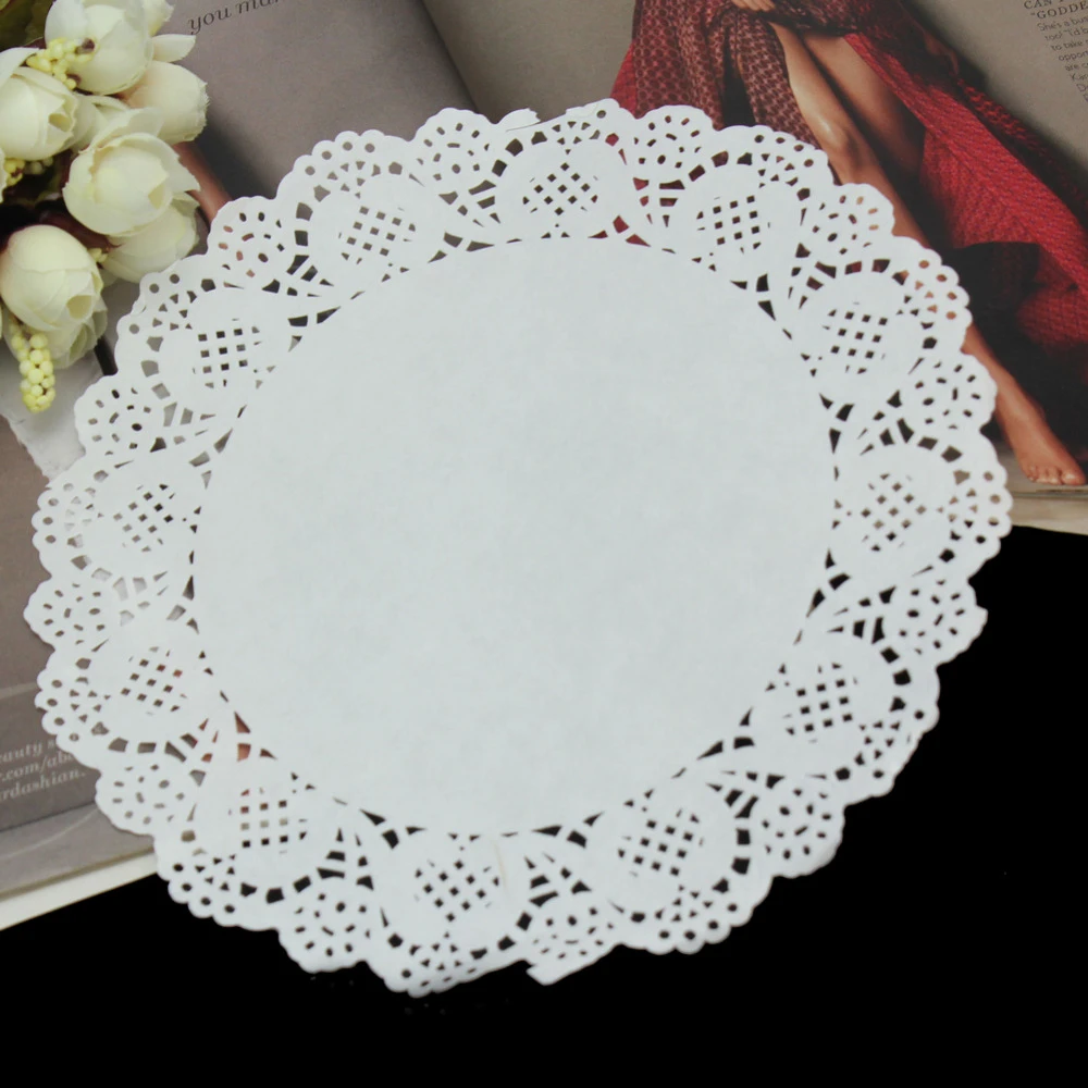 50pcs/Lot White 19cm Round Lace Paper Cake Doilies Placemat Cupcake Baking Dishes Pan Paper pad Wedding Party Table Decor|cake doilies|doily placematlace paper cake - AliExpress