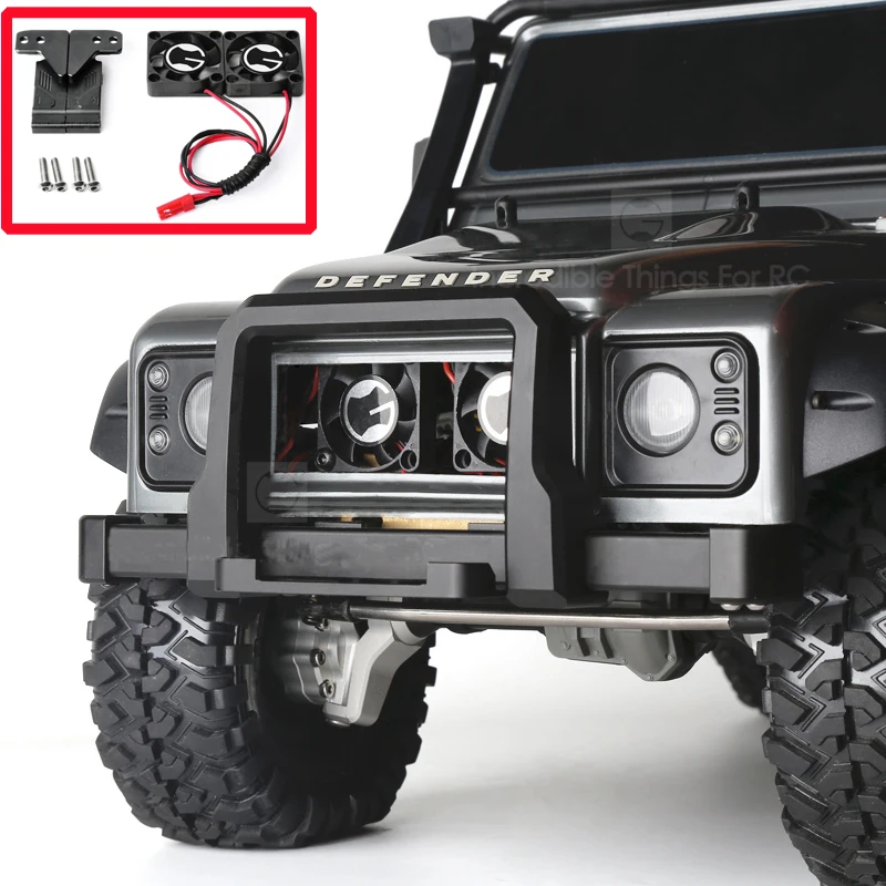 

1set Front Intake Cooling Fan Kit Medium Mesh Grille Air Fan w/ Aluminum Mount Kit for TRX4 Defender Land Rover RC Crawler Cars