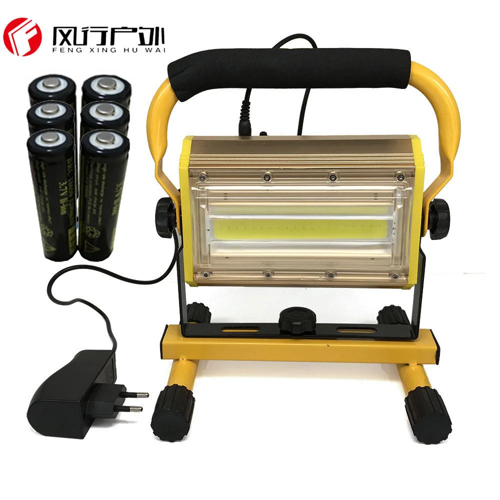 

Refletor LED Outdoor Lighting Flood Light Lamp Floodlight 100W COB LEDs Spotlight Garden Lamp with 6x 18650 Battery & Charger