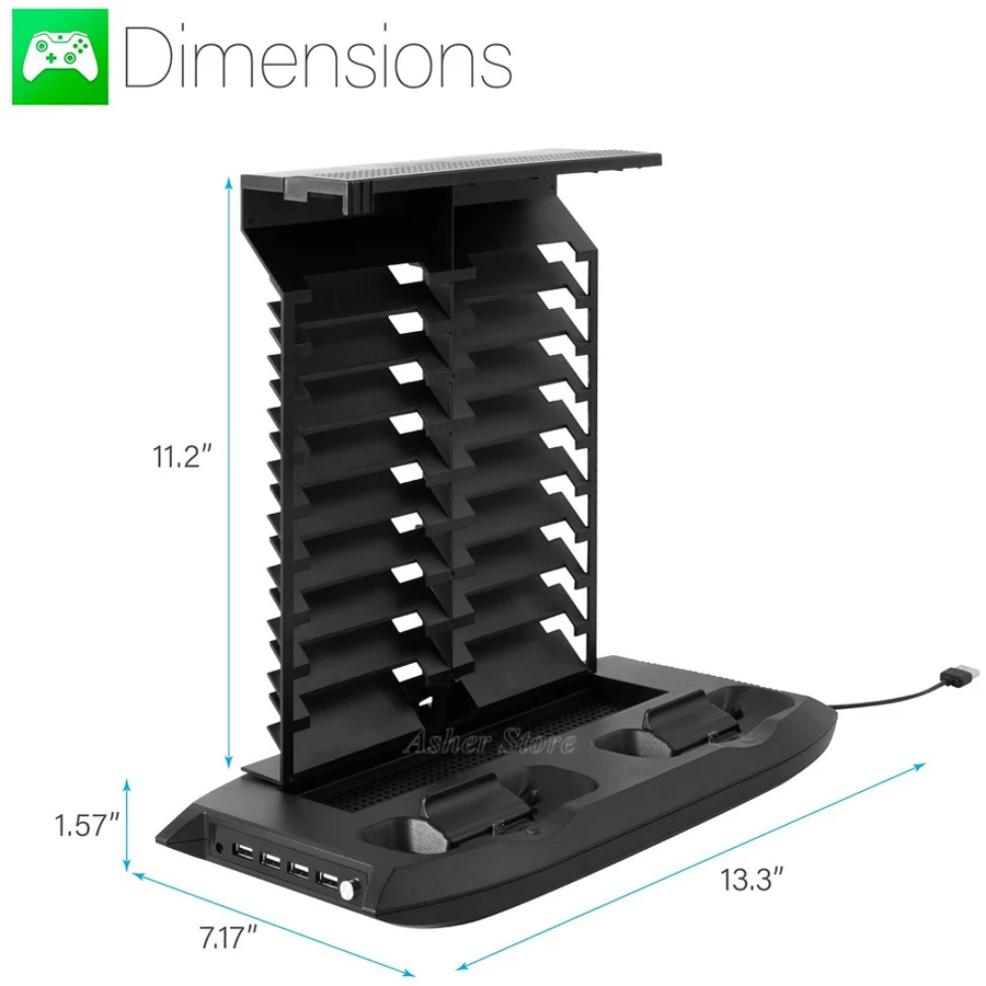 Для Xbox One S консоль вертикальная подставка двойной контроллер зарядное устройство зарядная док-станция игровой держатель кулер охлаждающие вентиляторы 4 usb порта