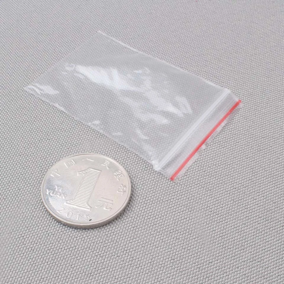 Zip lock seal PE bag 4*6cm button closure food package plastic bag 80 micron total two sides