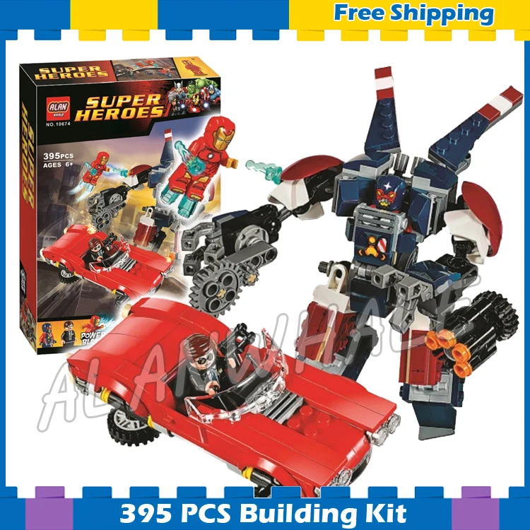 

395pcs Super heroes Avengers Detroit Strikes Robots Mech 10674 Model Building Blocks Toys Bricks Sets Compatible With Lego
