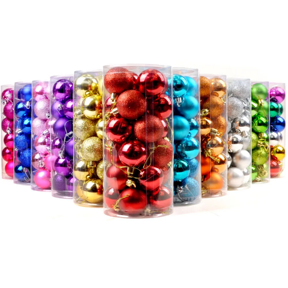 

24pcs/lot Christmas Tree Decorations 4cm Colorful Balls Hanging Ornament for Xmas Party