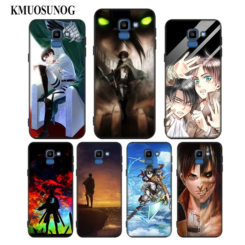 

For Samsung Galaxy j8 j7 j6 j5 j4 j3 Plus Prime 2018 2017 2016 Black Silicone Phone Case Anime Japanese attack on Titan Style