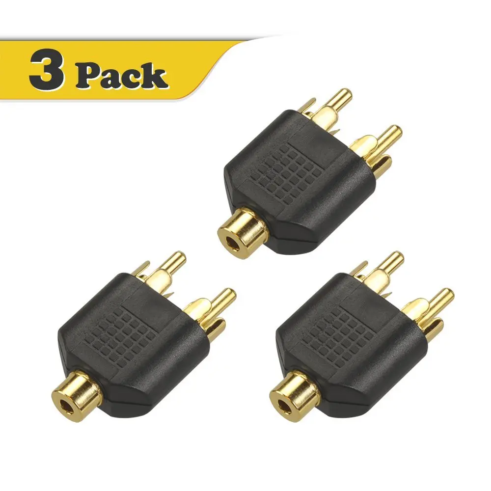 3pcs VCE RCA Female to Dual RCA Male Y Splitter Adapter Connector for Audio Video AV TV Cable