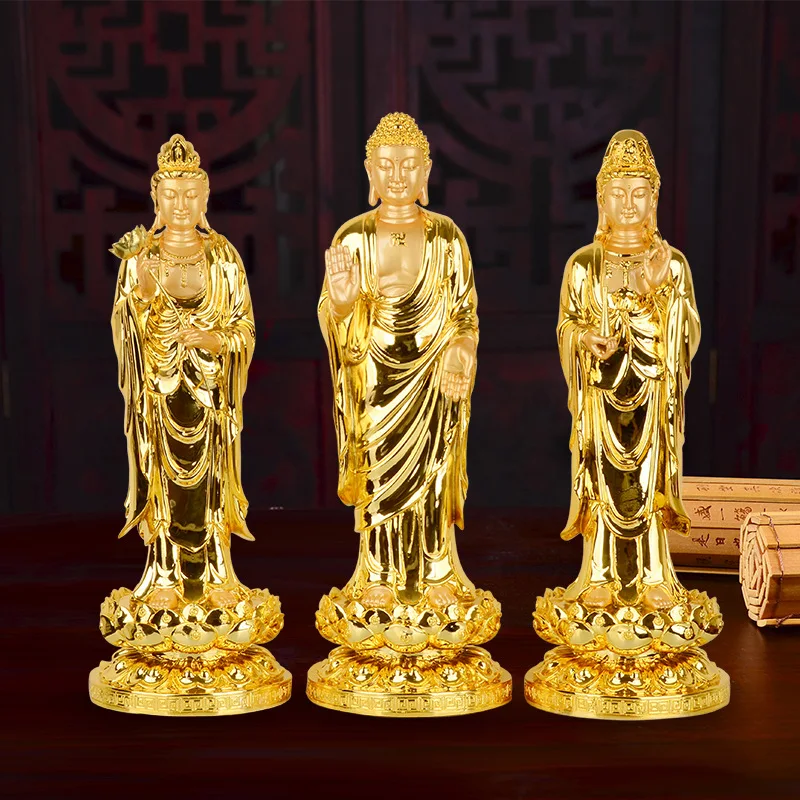 Западная статуэтка Будды Sansheng из смолы искусственная кожа Бодхисаттва