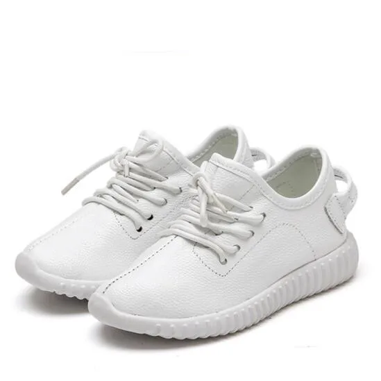 NEW Spring/Autumn Children White Sports Shoes Toddler Baby Genuine Leather Shoes Kids Boys Girls Casual Sneakers Flats 044 classic casual baby shoes toddler newborn polka dots baby girls autumn lace up first walkers sneakers shoes