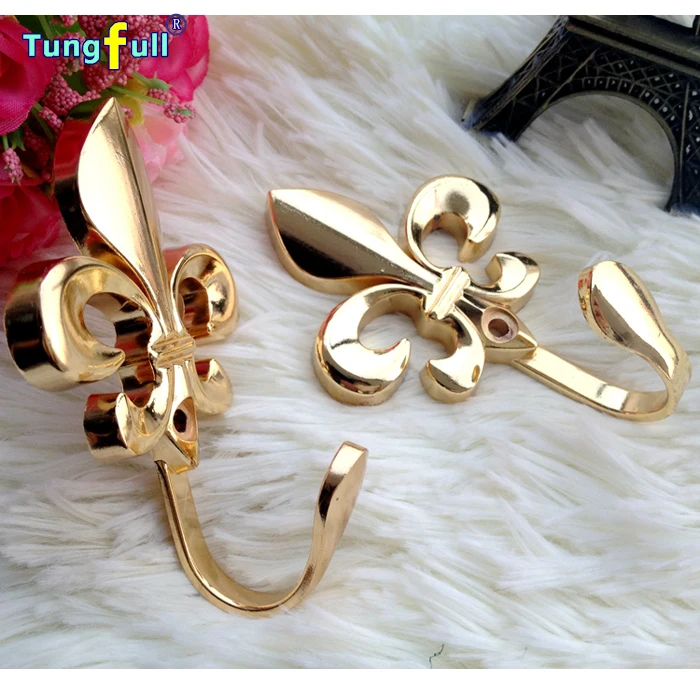 

Screws Install A Pair Of Zinc Alloy Curtain Hooks Wall Decoration Hook Gold