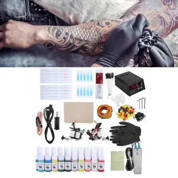 

Complete Tattoo Kit for Beginners Tattoo Power Supply Inks Tattoo Needles Shader Liner Machine Tattoo Machine Set