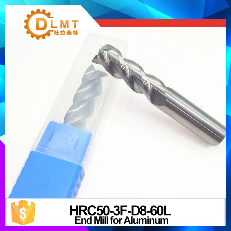 

1pcs HRC50 8mm Aluminum EndMills 60L 3Flute Straight Shank Regular Length Flat EndMills for CNC Machine Tool Accessories