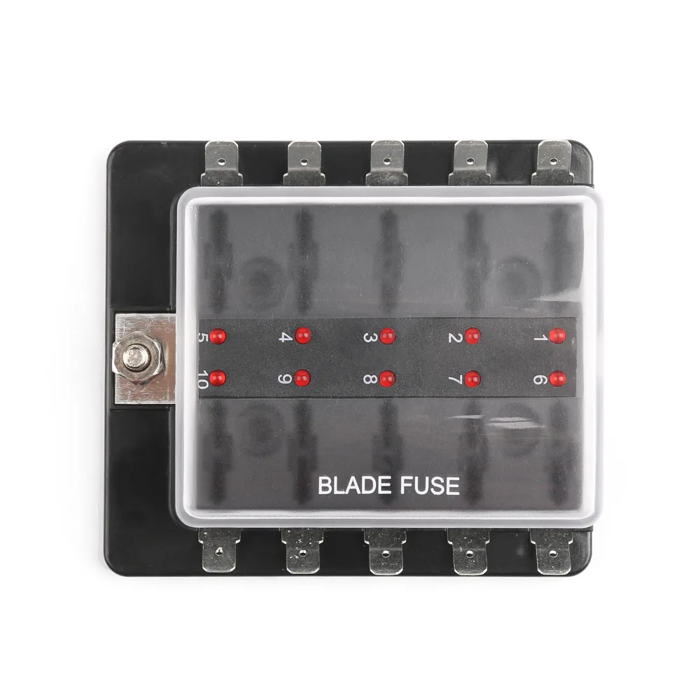 Areyourshop Fuses SCI R3-76 1 Power In 10 Way Blade Fuse Box LED Fuse Holder Kit Car/Boat/Marine 1PCS High Quality Holder Fuses Areyourshop Fuses SCI R3-76 1 Power In 10 Way Blade Fuse Box LED Fuse Holder Kit Car/Boat/Marine 1PCS High Quality Holder Fuses
