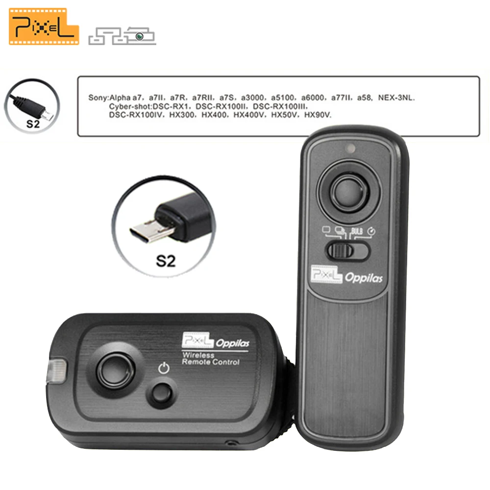 

Pixel RW-221 S2 Camera Wireless Shutter Release Remote Control For Sony A7R NEX-3NL A5000 A6000 A58 A3000 HX300 RX100II
