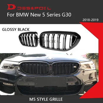 

For BMW New 5 Series G30 Front Grill Mesh Black M5 Style Dual Slats Front Bumper Grille Sporty M Sport 2018-2019 525 530 540