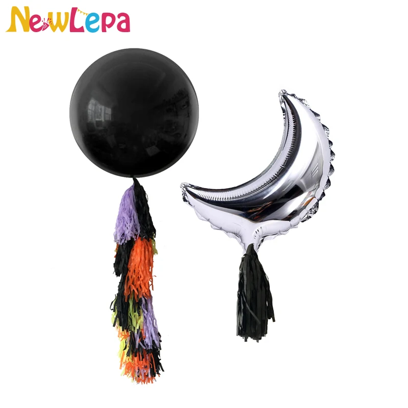 

Newlepa 36inch Silver Moon Balloon Paper Tassel Garland DIY Kit Halloween Decorations