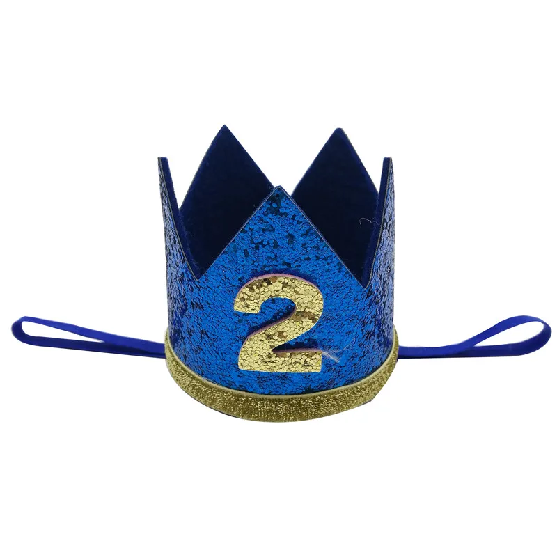 Chicinlife для маленьких девочек и мальчиков 1, 2, 3, 4, 5, 6, 7, 8, 9 лет, шляпа на день рождения, корона, ободки, украшение для дня рождения, украшение для волос - Цвет: Blue 2