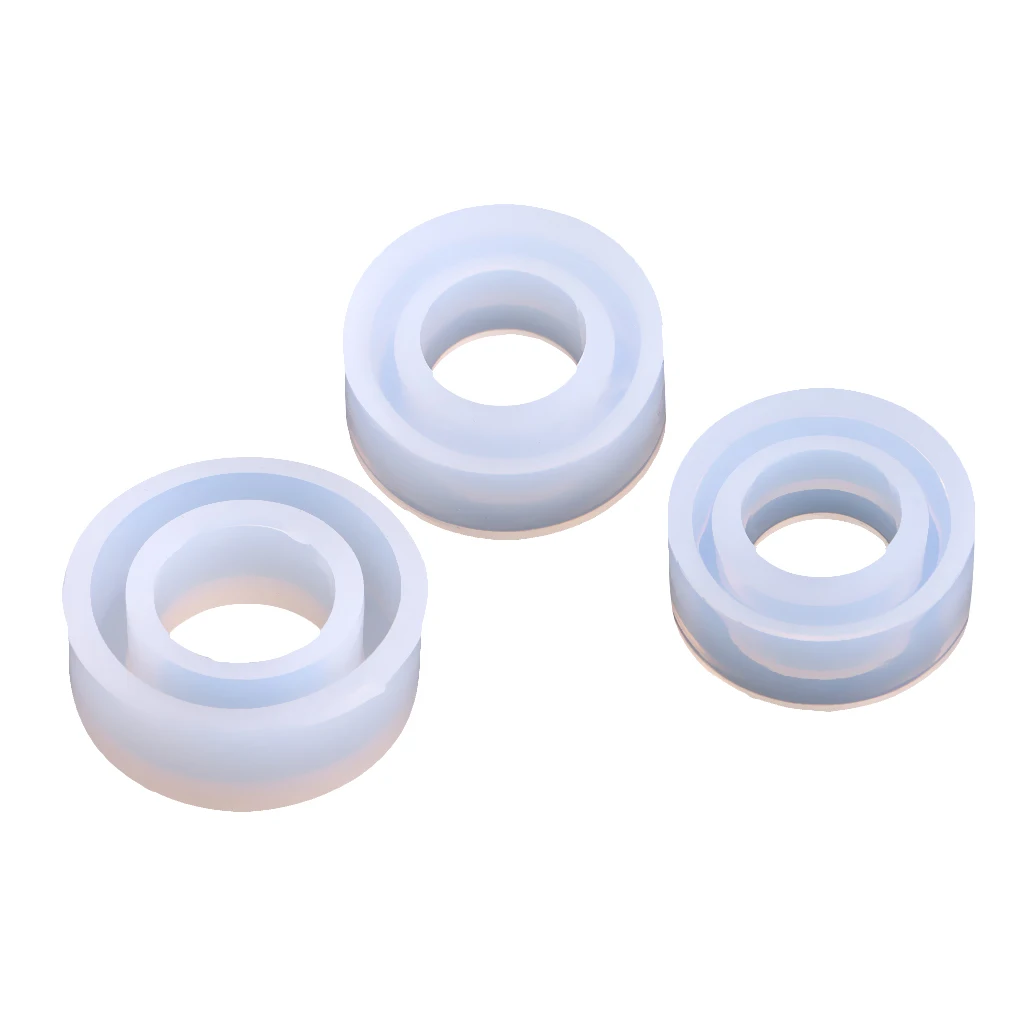 3 Pieces Silicone Ring Mold Jewelry Pendant Rings Resin Casting Circle Mould for DIY Craft Making, 3 Types(15/16/17mm)