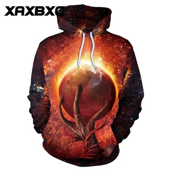 

New 109 Galaxy Earth Fire Alien UFO Printed Hoodie Hooded Femme Sweatshirt Casual Loose Men Women Pocket Hoodies Coat