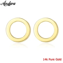 Simple Round Real 14K Gold Stud Earrings for Women Fine Jewelry Yellow Gold Earrings Simple Round Real 14K Gold Stud Earrings for Women Fine Jewelry Yellow Gold Earrings