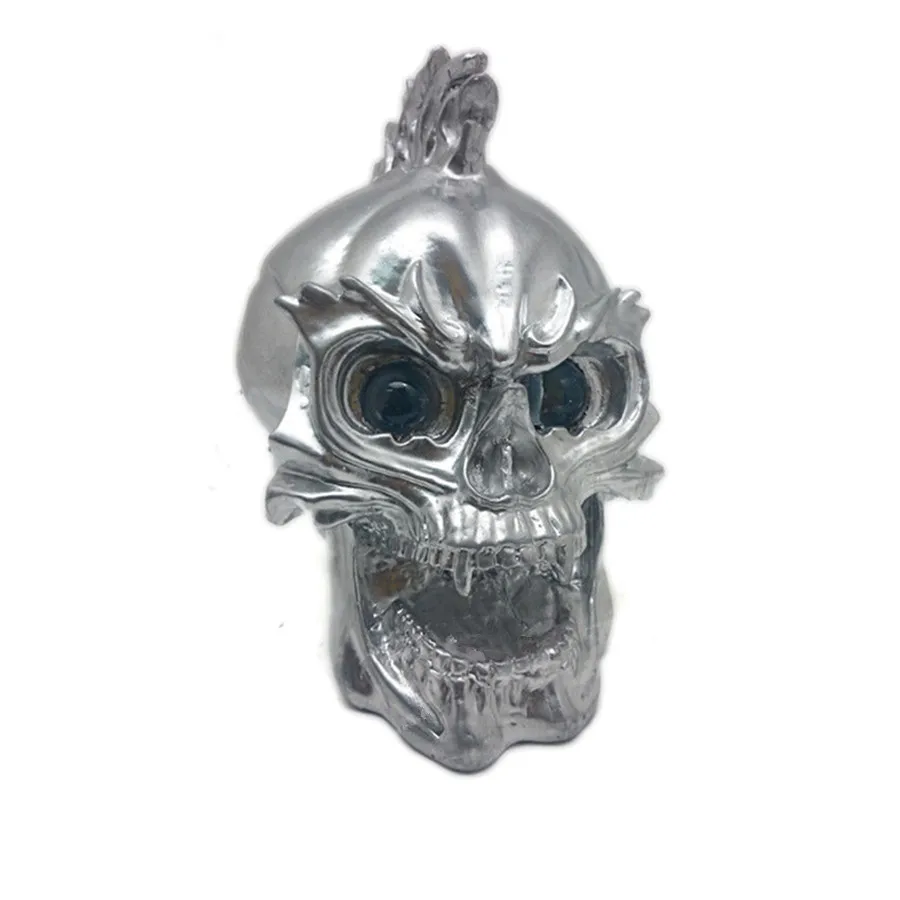 Silver LED Skull Head Light Headlight Lamp Cruiser Chopper Bobber