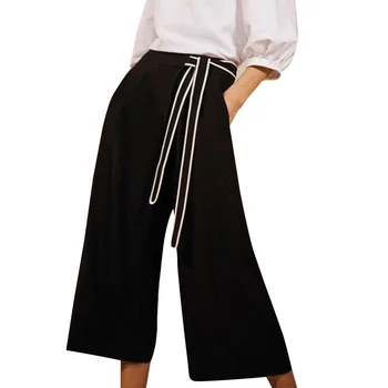 

Pantalon Mujer Direct Selling Mid Broadcloth Europe And America 2019 Ol Summer New Temperament Personality Strap Wide Leg Pants