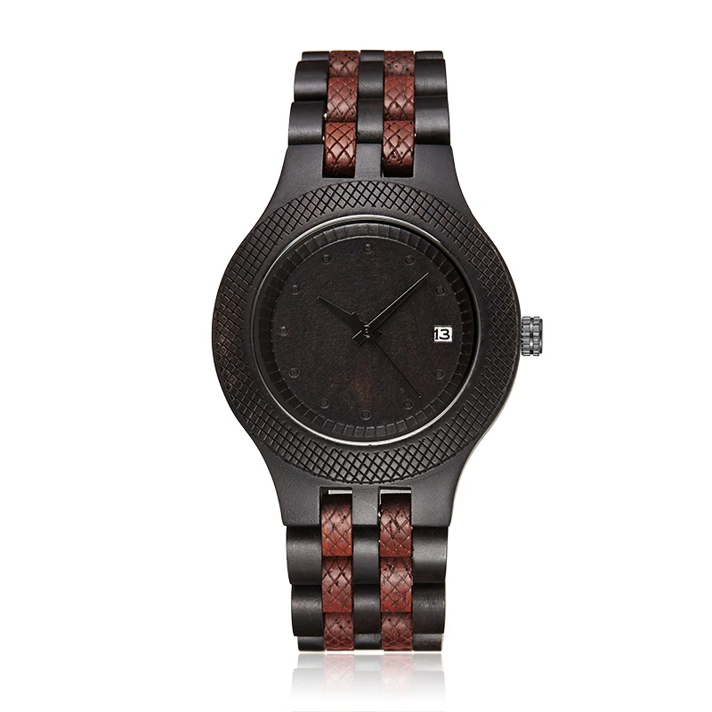 

Mens Wood Watch Retro Wooden Wristwatch Roman Number Dial Watches Luxury Natural Rosewood Date Quartz Men Male Clock for Gift