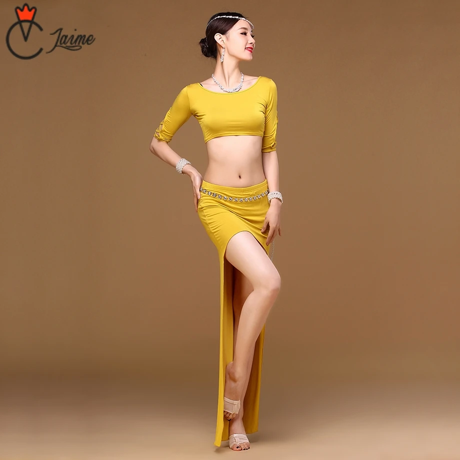 

belly dance costume set skirt outfit dance practice wear Special irregular design Modal Dress Top and Skirt Very comfortable