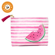 BONAMIE новая женская сумка-клатч с принтом арбуза, модная кожаная женская сумка для макияжа с кисточками, полосатая пляжная сумка, красивая женская сумка для телефона