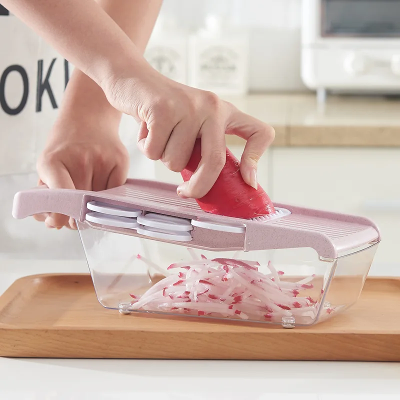 

9pcs Multi-Functional Manual Vegetable Cutter Kitchen Gadget Shaver Slicer Steel Blade Potato Peeler Carrot Grater Kitchen Tool