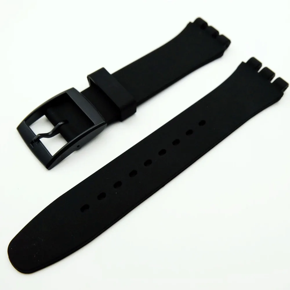 T-AMQ черный ремешок для наручных часов образец ремешка с пряжкой для образец силиконовый ремешок для наручных часов 17 мм 19 мм часы с резиновым ремнем аксессуары-14 - Цвет ремешка: Black