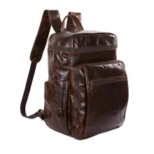 Fashion Genuine Leather Men’s Backpack for Travel Coffee / Gray Color Cow Leather Backpack Duffle Bag Men’s Travel Bags #VPJ7202