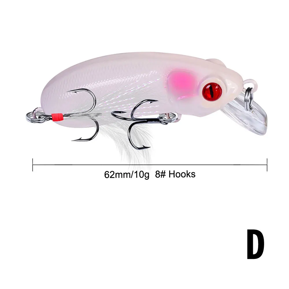 Fulljion 1 шт. рыболовная наживка Поппер приманки искусственная жесткая приманка-воблер кренкбейт Isca Pesca снасти 3D реалистичные глаза 6.2cmm 10 г - Цвет: D