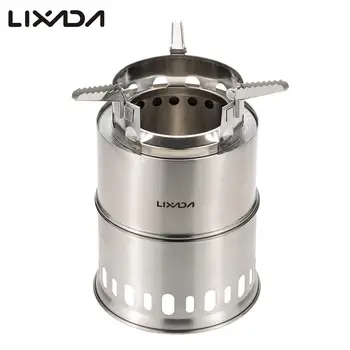 

Portable Stainless Steel Lightweight Wood Stove Solidified Alcohol Stove Outdoor Cooking Picnic BBQ Camping with Mesh Bag