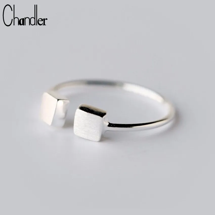 Chandler Original 1pcs Double Square Ring Geometry Midi Finger Rings For Women Love Fashion Jewelry European Style Homme Bijoux